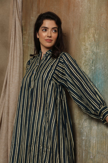 Teal Striped Kurta