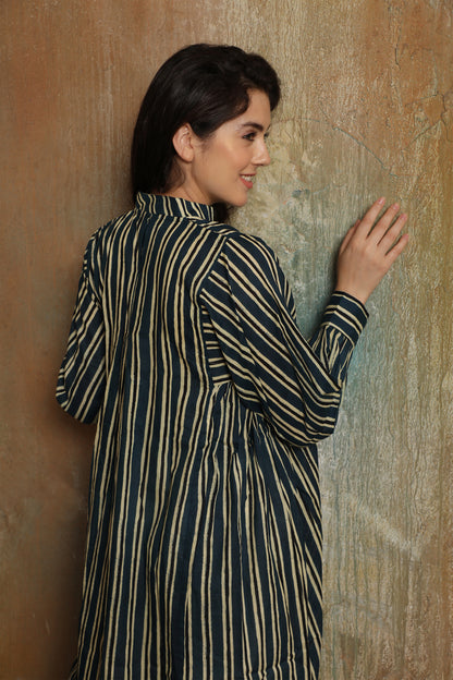 Teal Striped Kurta